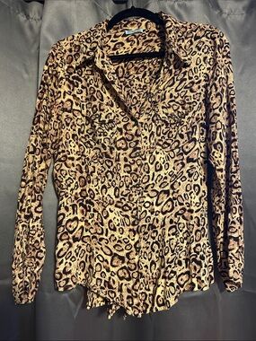 Nostalgia Leopard Print Button-Down Shirt - Brown/Tan